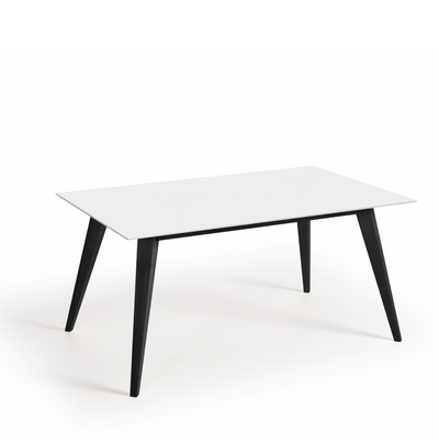 Mesa de madera negra con encimera blanca